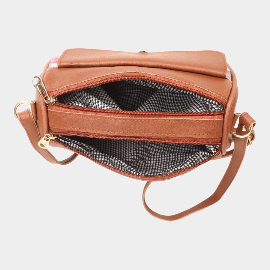 Women's Tan Polyurethane Sling Bag, , large image number null