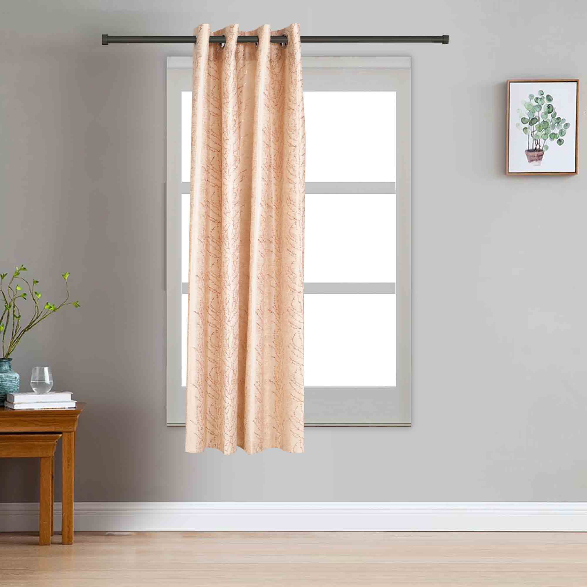 Home Beautiful                         5ft. Soft Beige Printed Eyelet Window Curtains