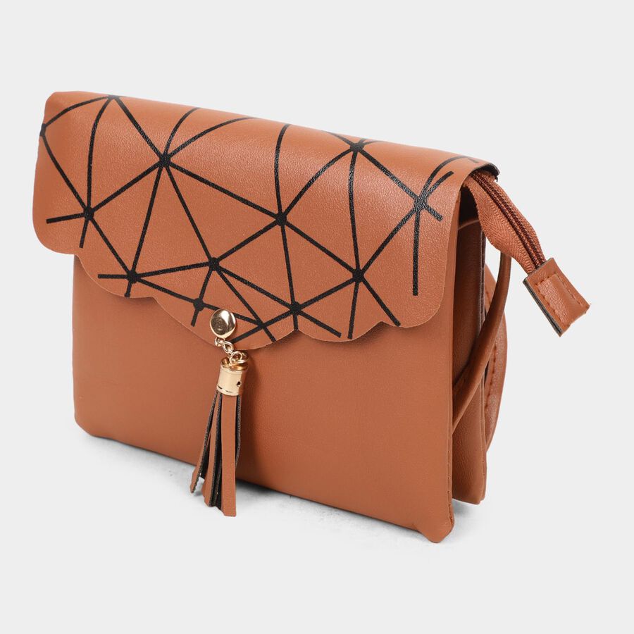 Women's Tan Polyurethane Sling Bag, , large image number null