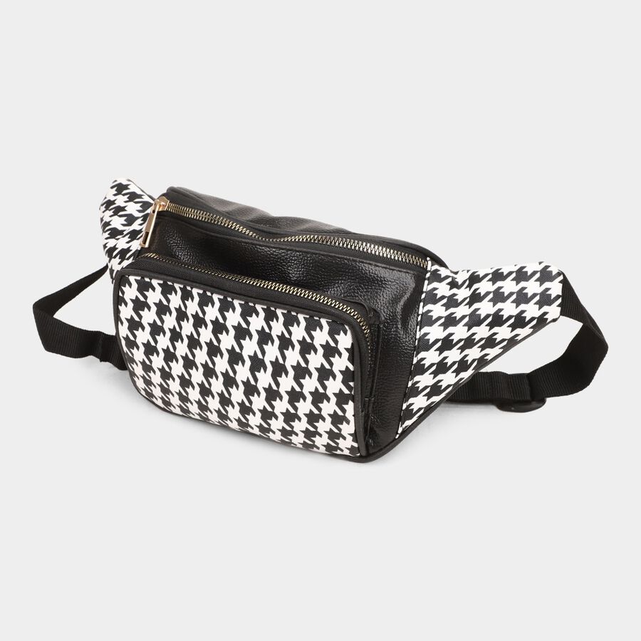 Women's Black Polyurethane Waist Pouch, , large image number null