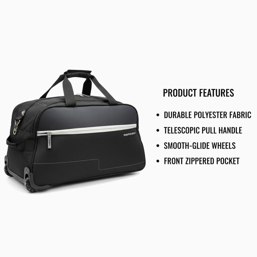 Black Polyester Duffle Trolley, , large
