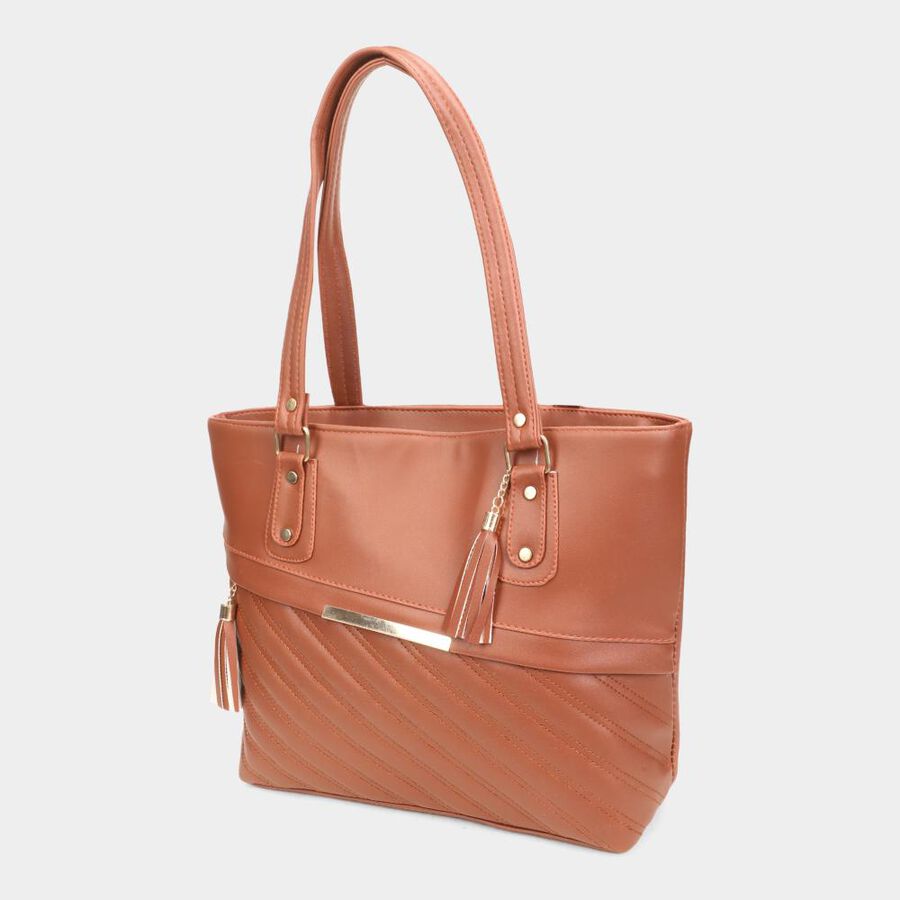 Women's Tan Polyurethane Tote Bag, , large image number null