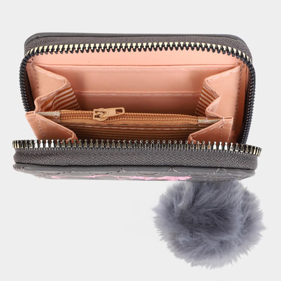 Women's Grey Polyurethane Clutch Bag, , large image number null