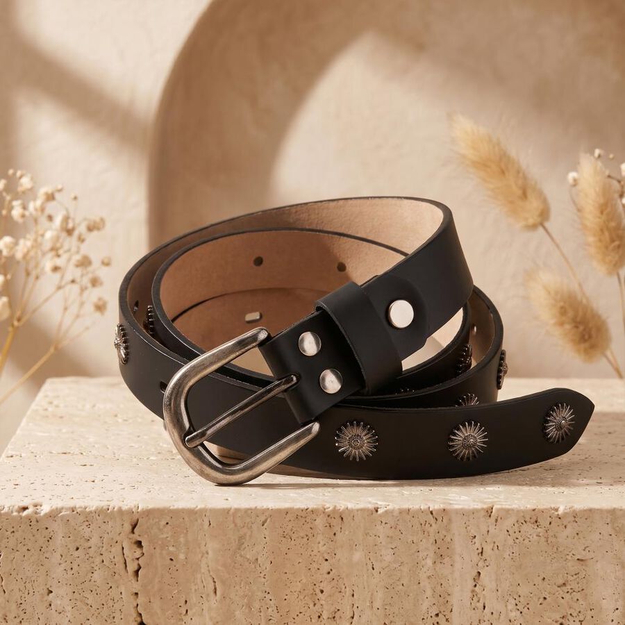 Woman's Black Polyurethane Belt, , large