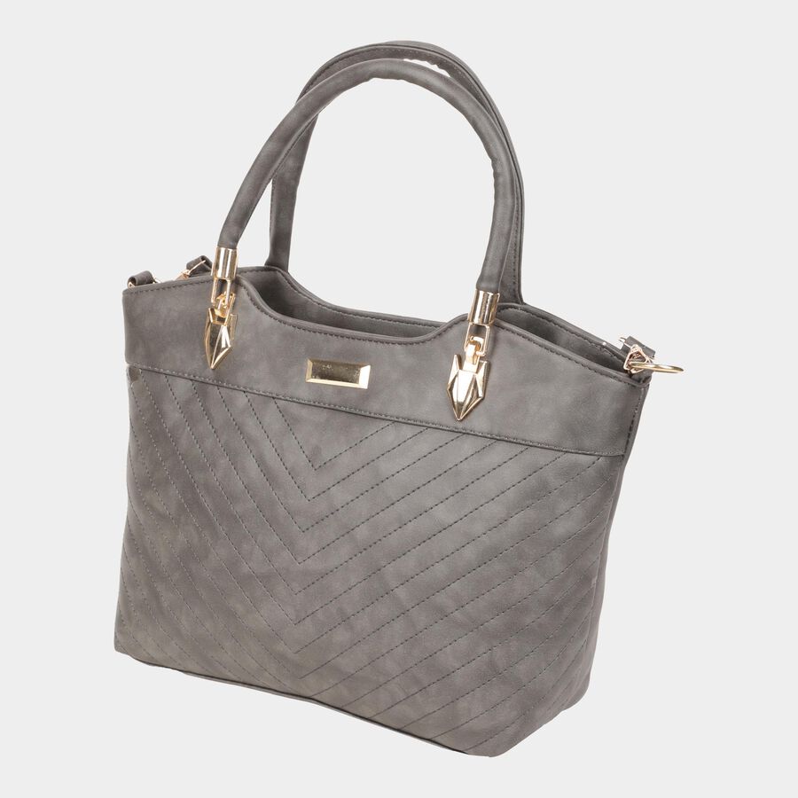 Women's Polyurethane Satchel, Quilted, Medium Size, , large image number null