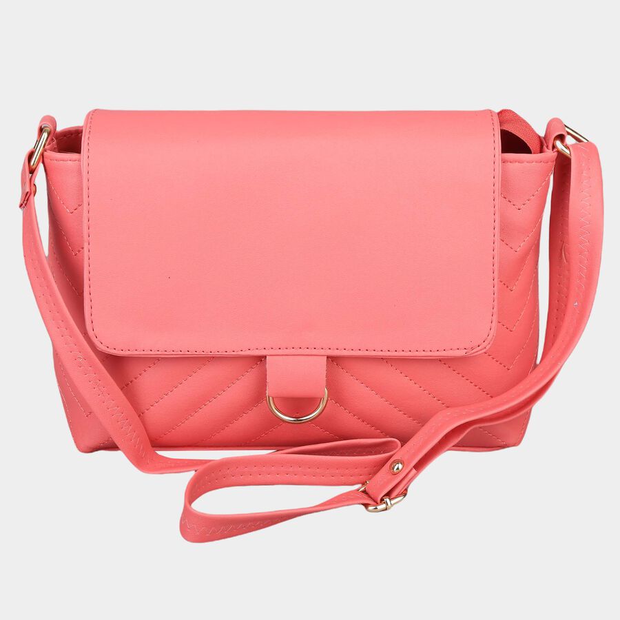 Women's Pink Polyurethane Handbag, , large image number null