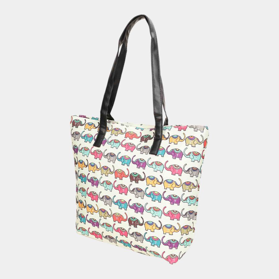 Women's off-White Polyester Tote Bag, , large image number null