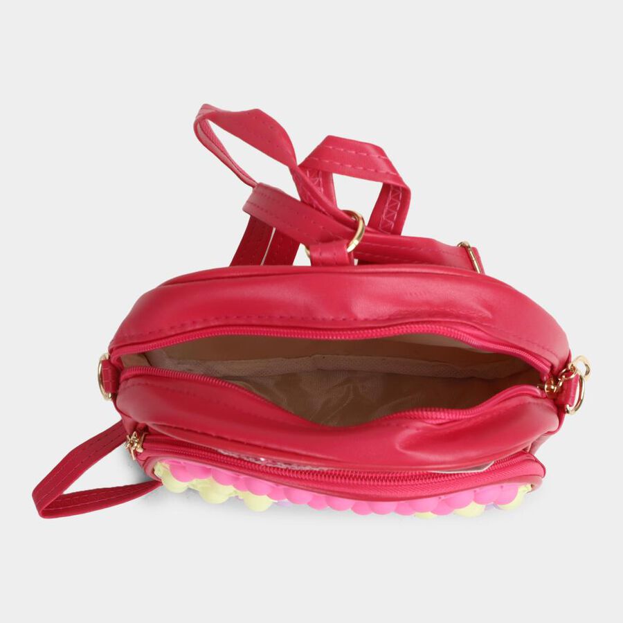 Kid's Colour Block Polyurethane Backpack, , large image number null