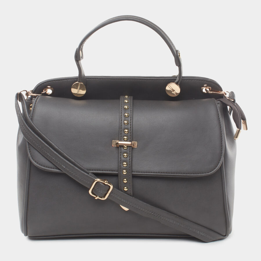 Women's Dark Grey Polyurethane Tote Bag, , large image number null