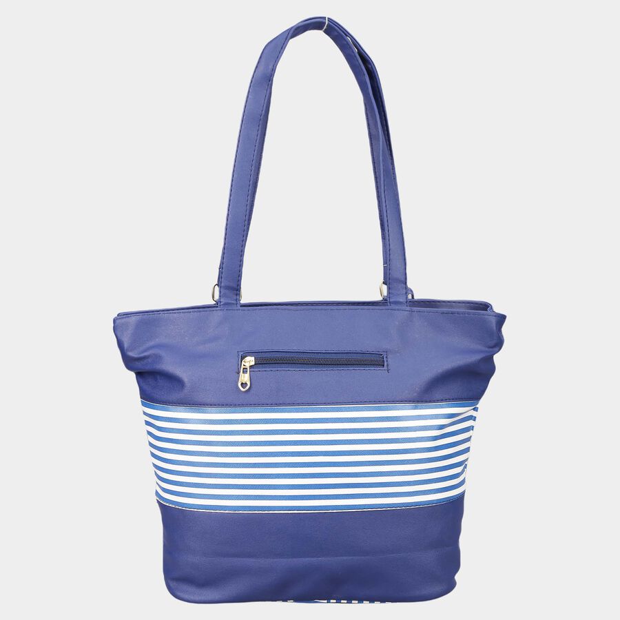 Women's Blue Polyurethane Tote Bag, , large