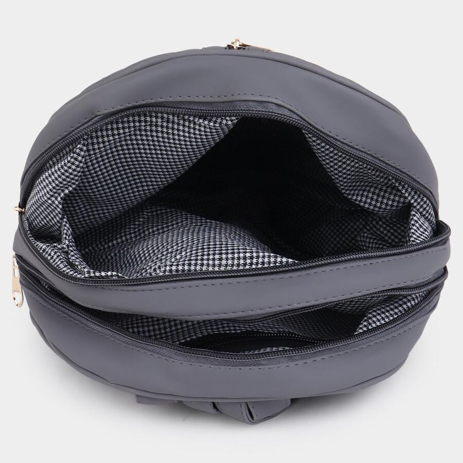 Women's Grey Polyurethane Backpack, , large image number null