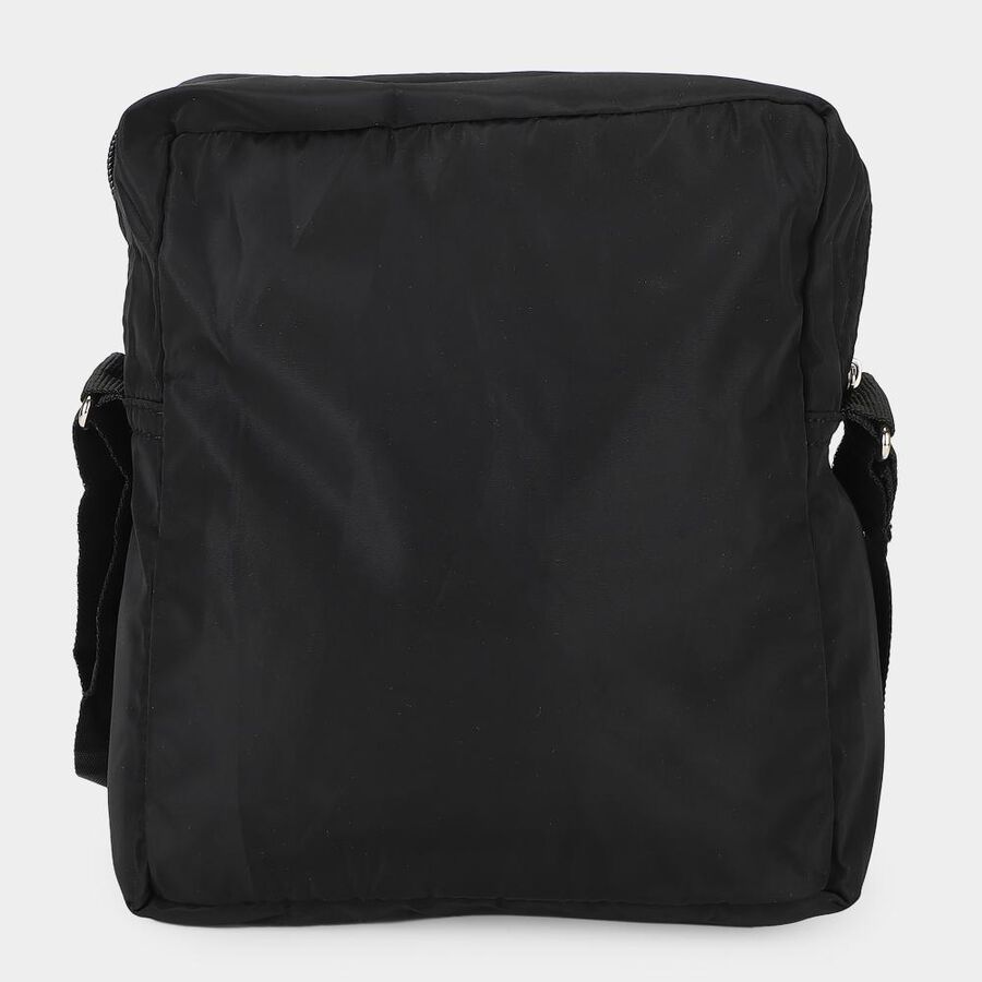 Black Nylon Messenger Sling Bag with Adjustable Shoulder Strap, , large