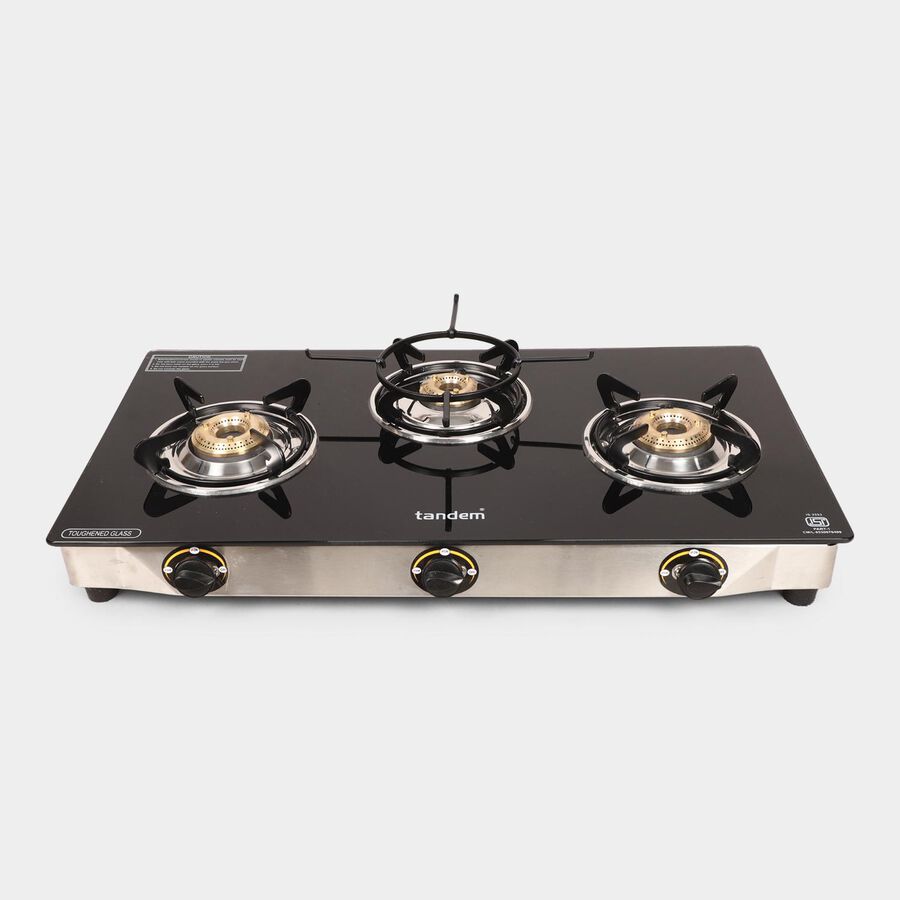 3 Burner Glass Top Gas Stove, , large image number null