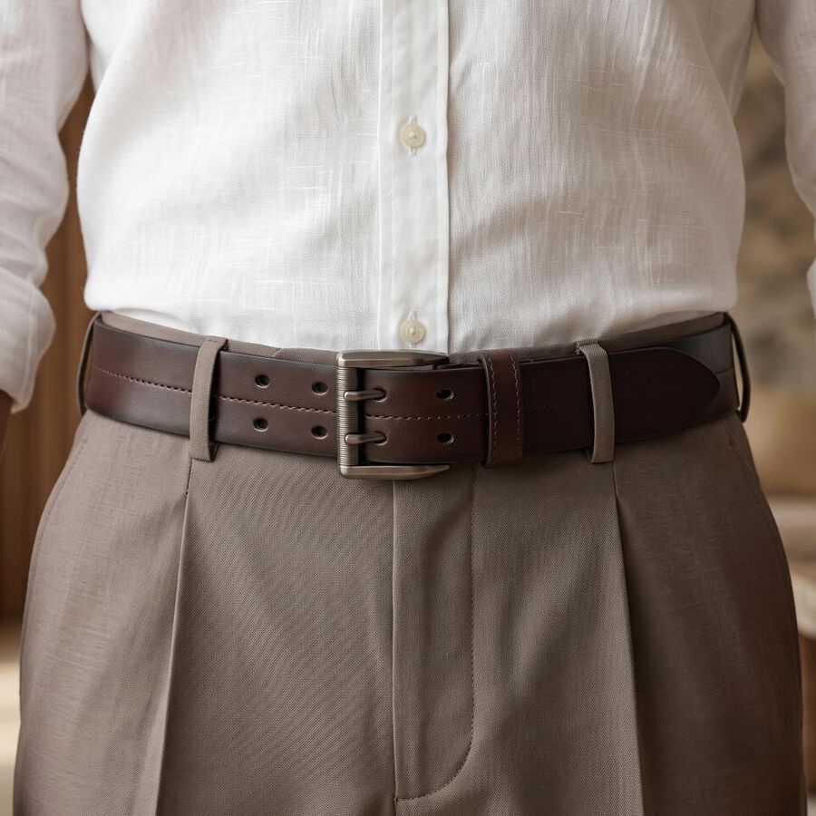 Men's Polyurethane Brown PU Belt, , large