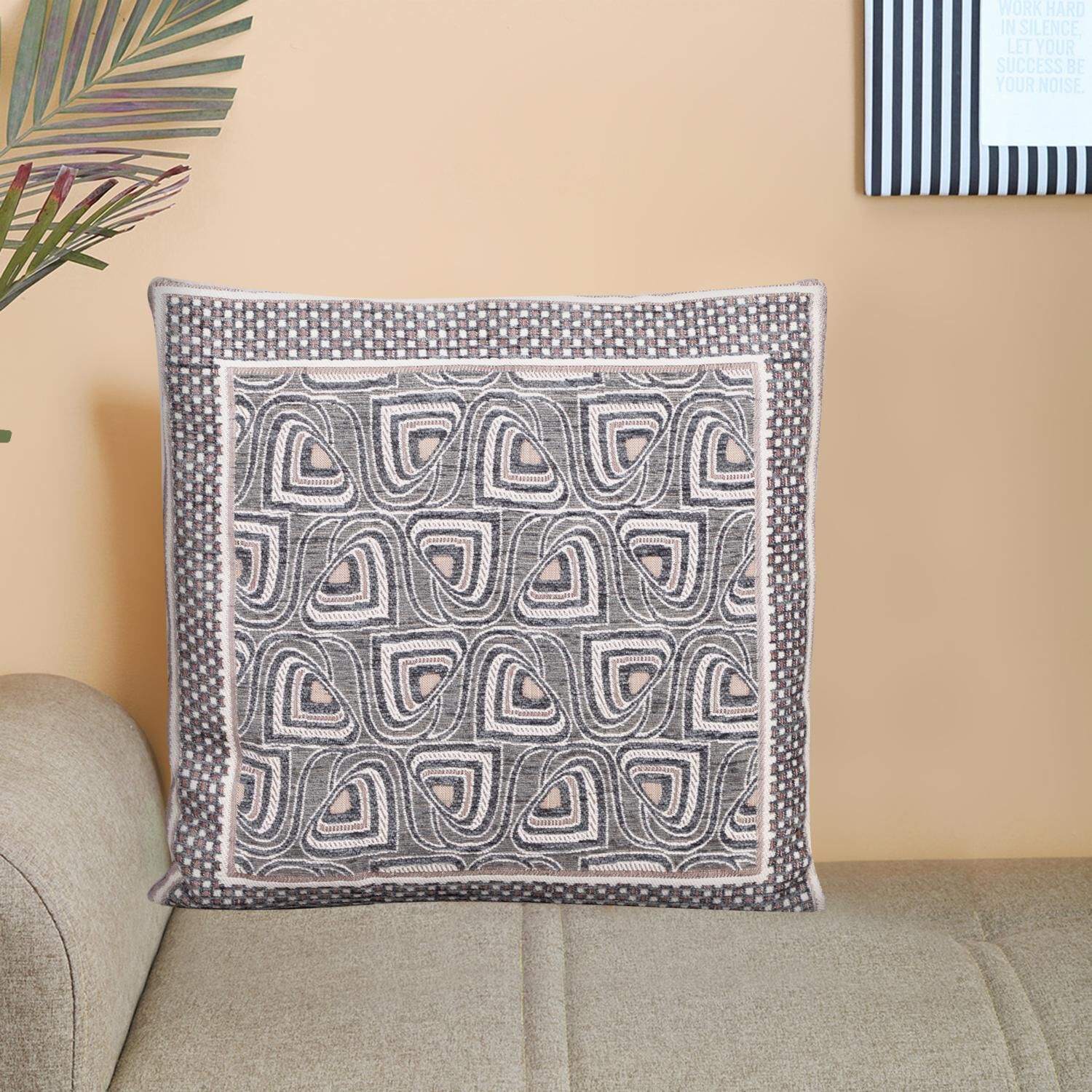 Home Beautiful                         Grey Polyester Cushion Cover