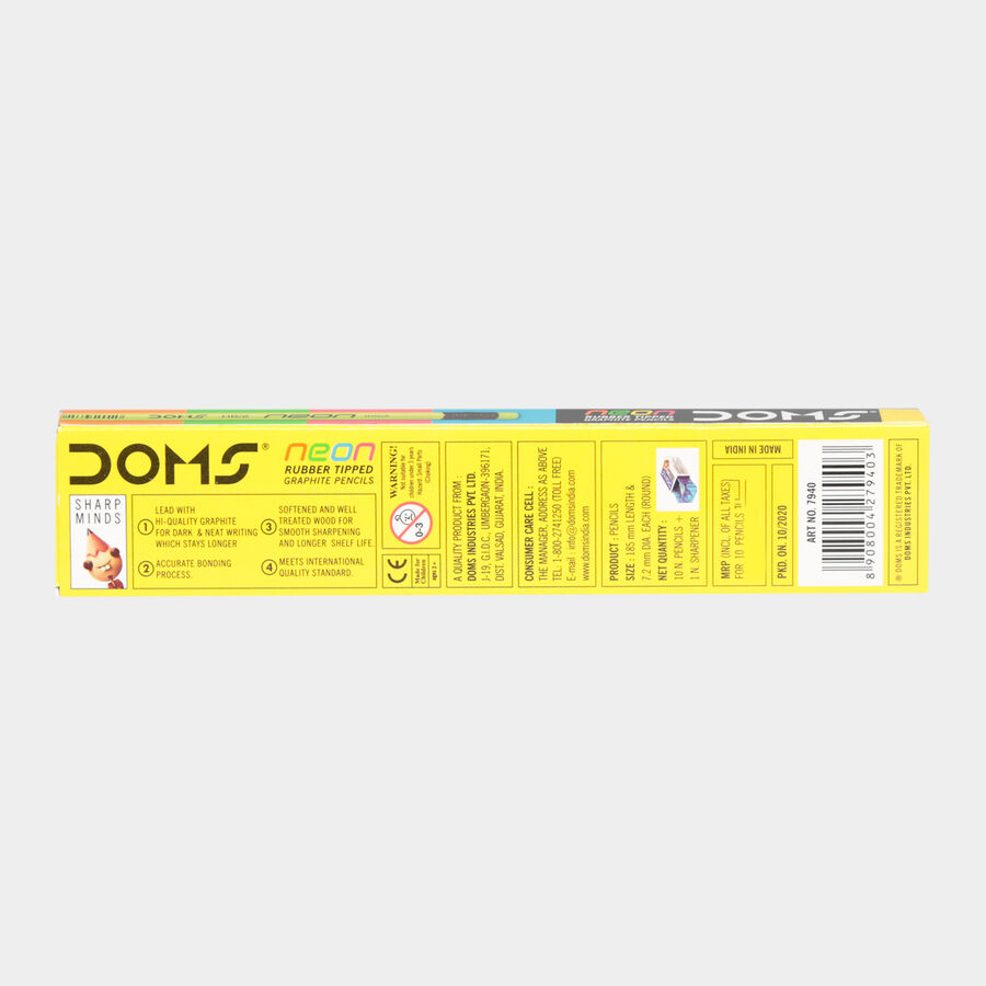 Neon Rubber Tip Graphite Pencil (Pack of 10), , large image number null