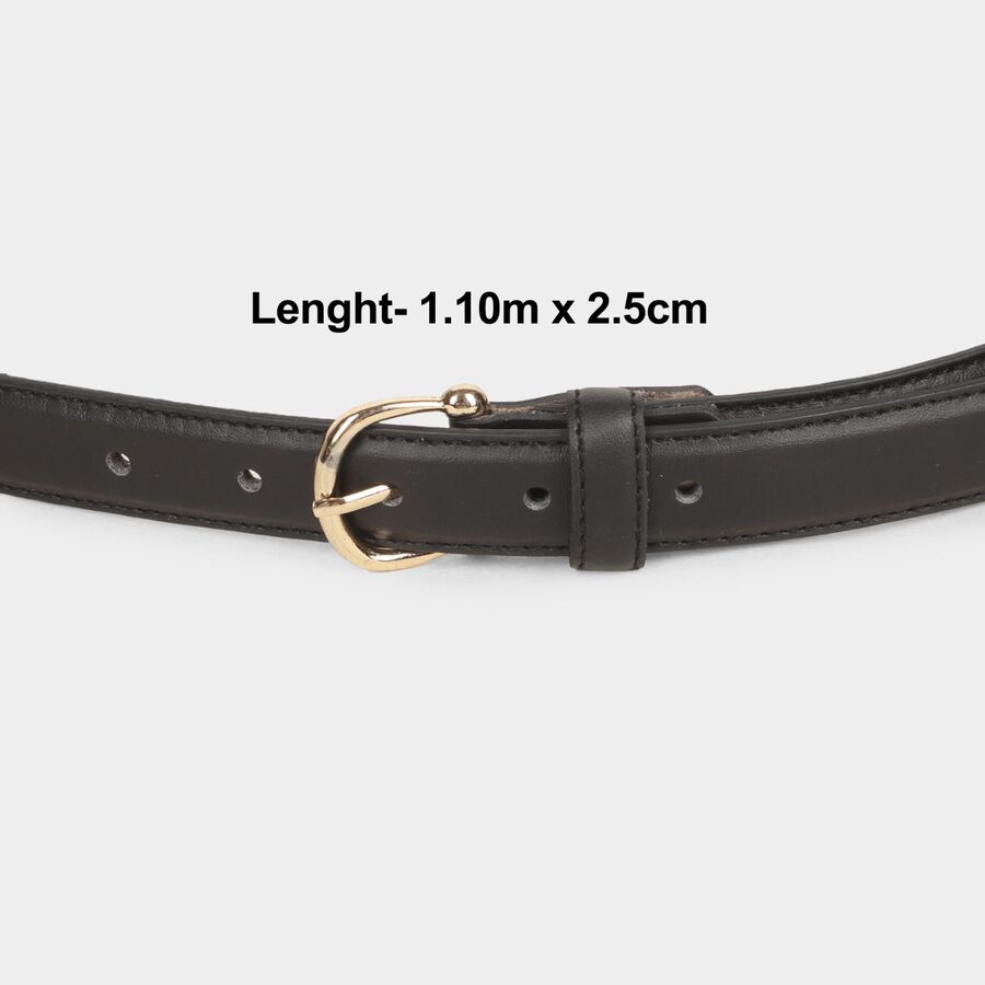Women's Black Polyurethane Belt, , large image number null