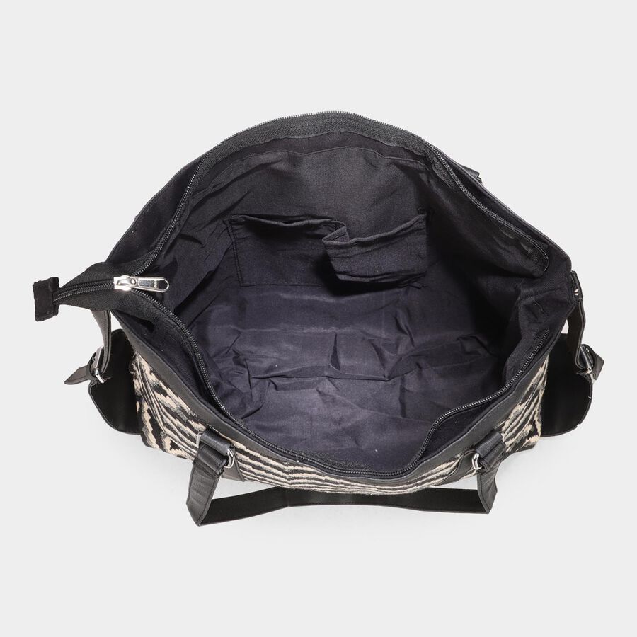 Women's Black Fabric Tote Bag, , large image number null