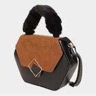 Women's Black Polyurethane Handbag, , small