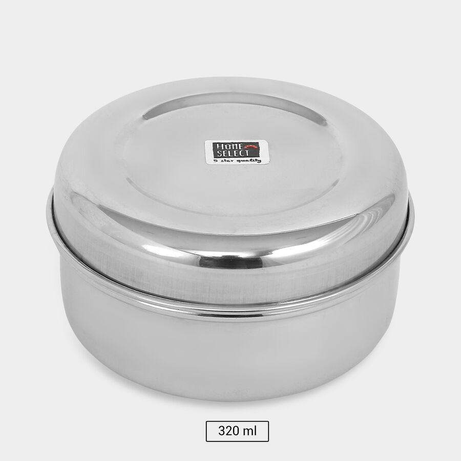 Stainless Steel Round Container (Poori Dabba) - 320ml, , large image number null