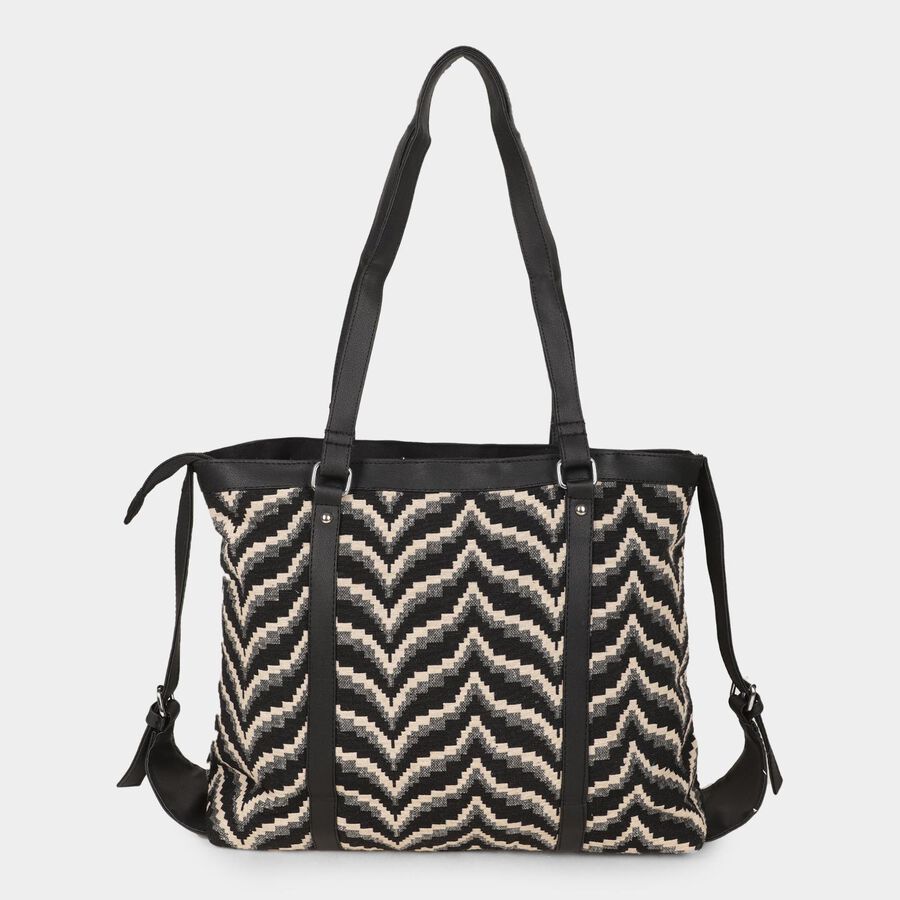 Women's Black Fabric Tote Bag, , large image number null