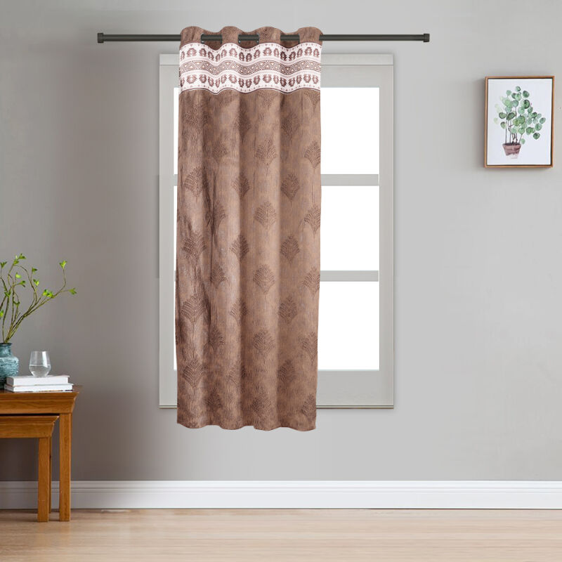 Home Beautiful                         5ft. Rich Chocolate Brown Embossed Eyelet Window Curtains