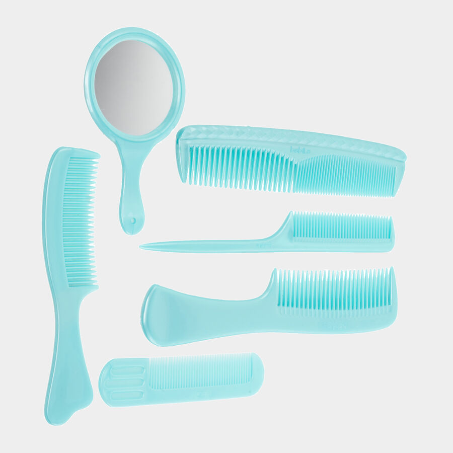Plastic Hair Comb, Set of 6 - Colour/Design May Vary, , large image number null
