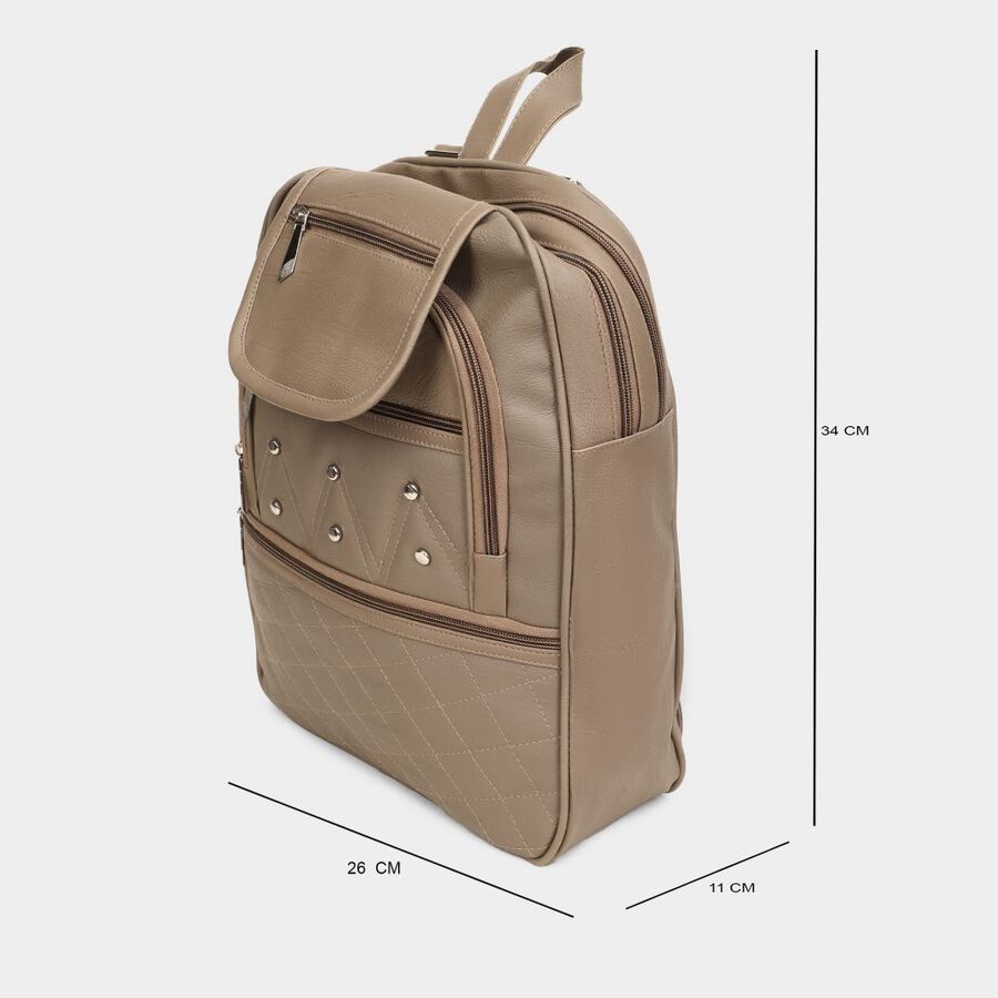 Women's Beige Polyurethane Backpack, , large image number null