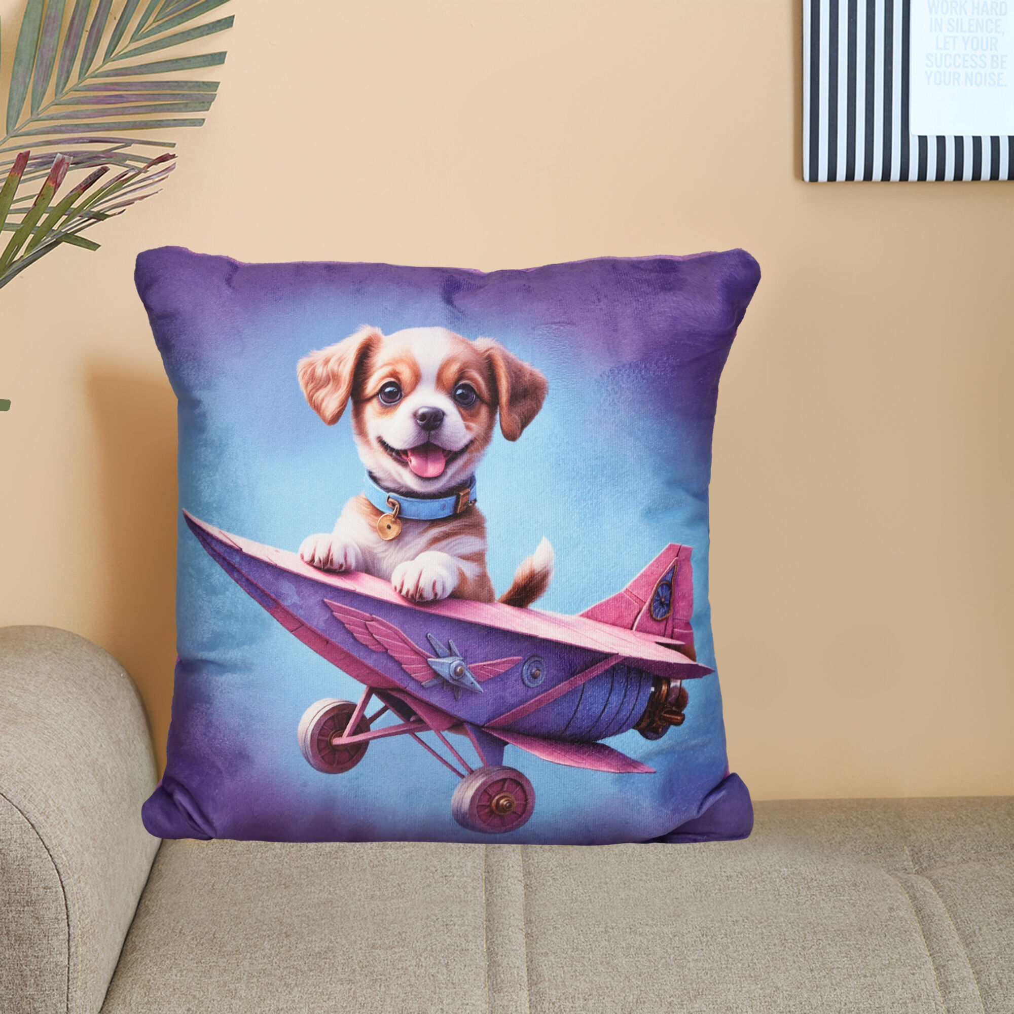 Home Beautiful                         Blue Polyester Cushion