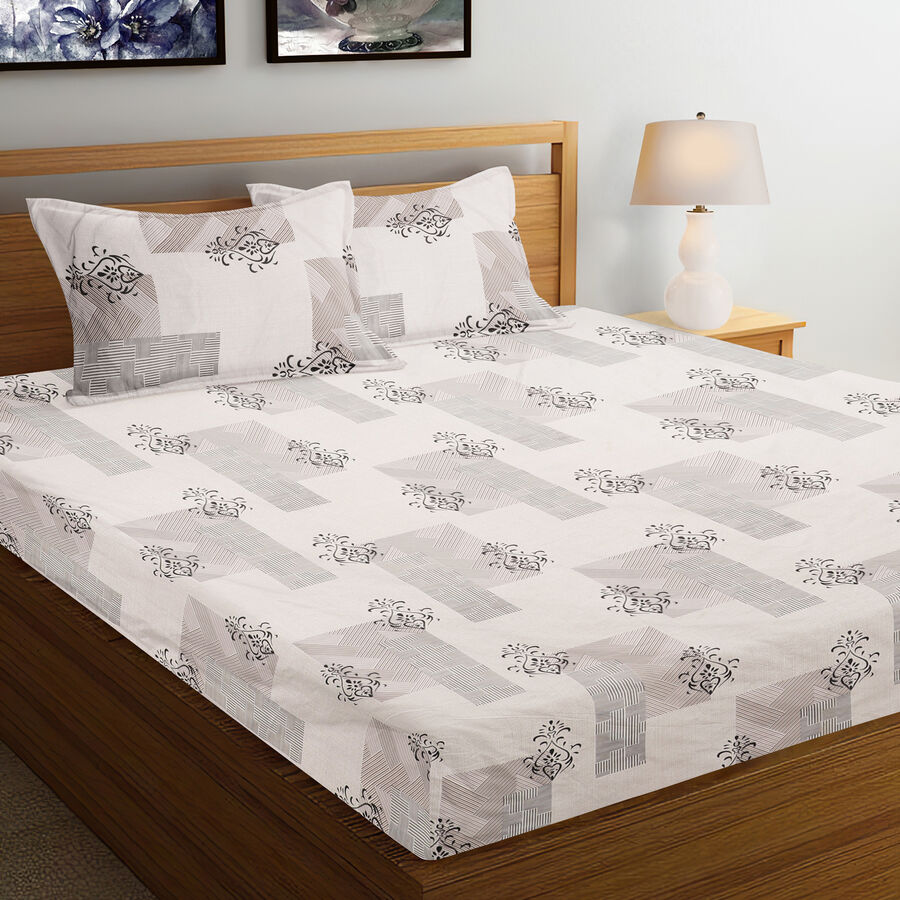 120 GSM White Microfiber Double Bedsheet, , large image number null