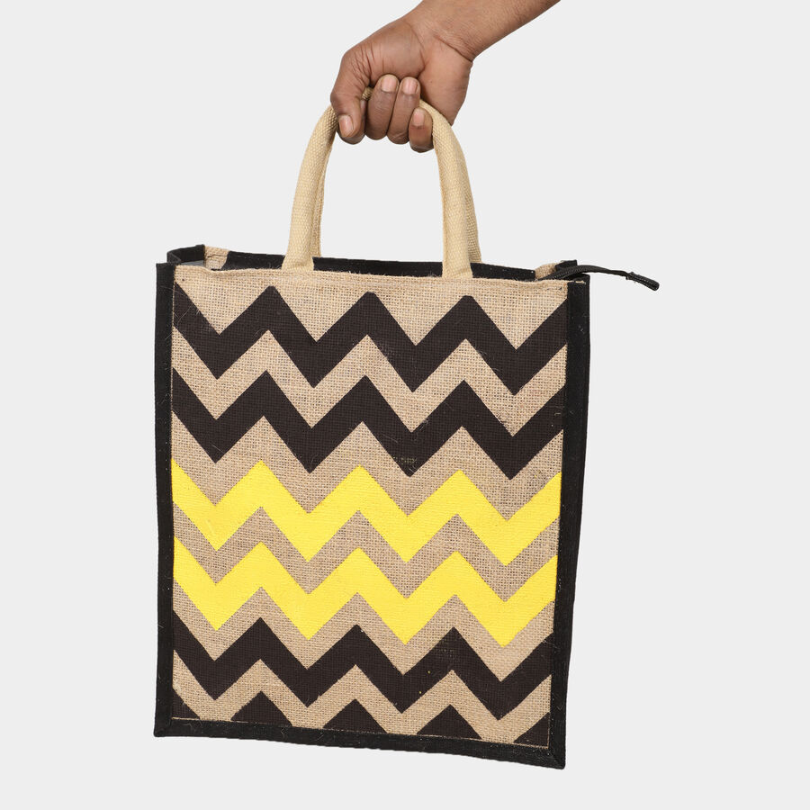 Women's Black Jute Tote Bag, , large