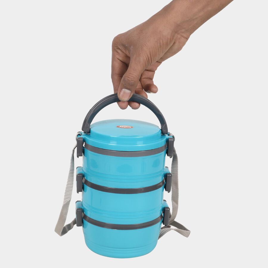 Plastic Lunch Box - 1 Container, 3 Steel Containers, , large image number null