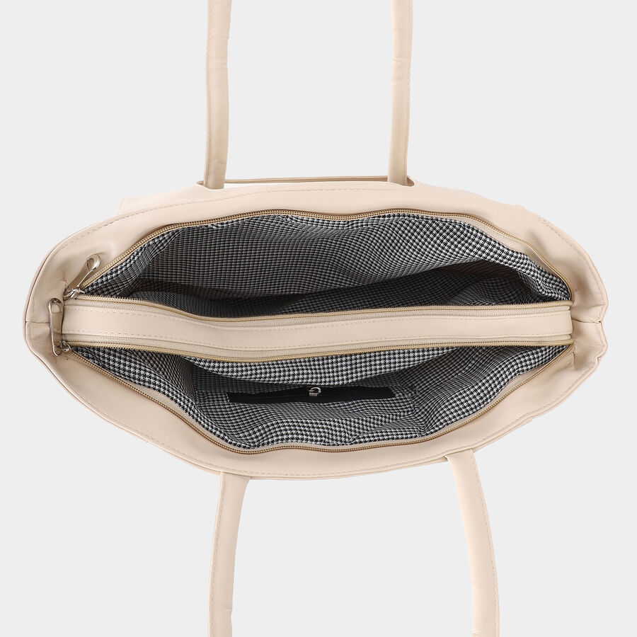 Women's Beige PU Hand Bag , , large