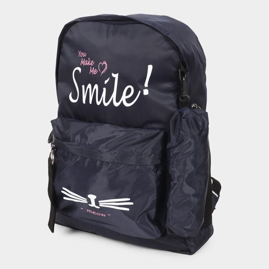 Women's Blue Fabric Backpack, , large image number null