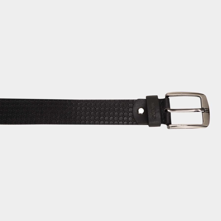 Men's Black Leather Casual Belt, , large image number null