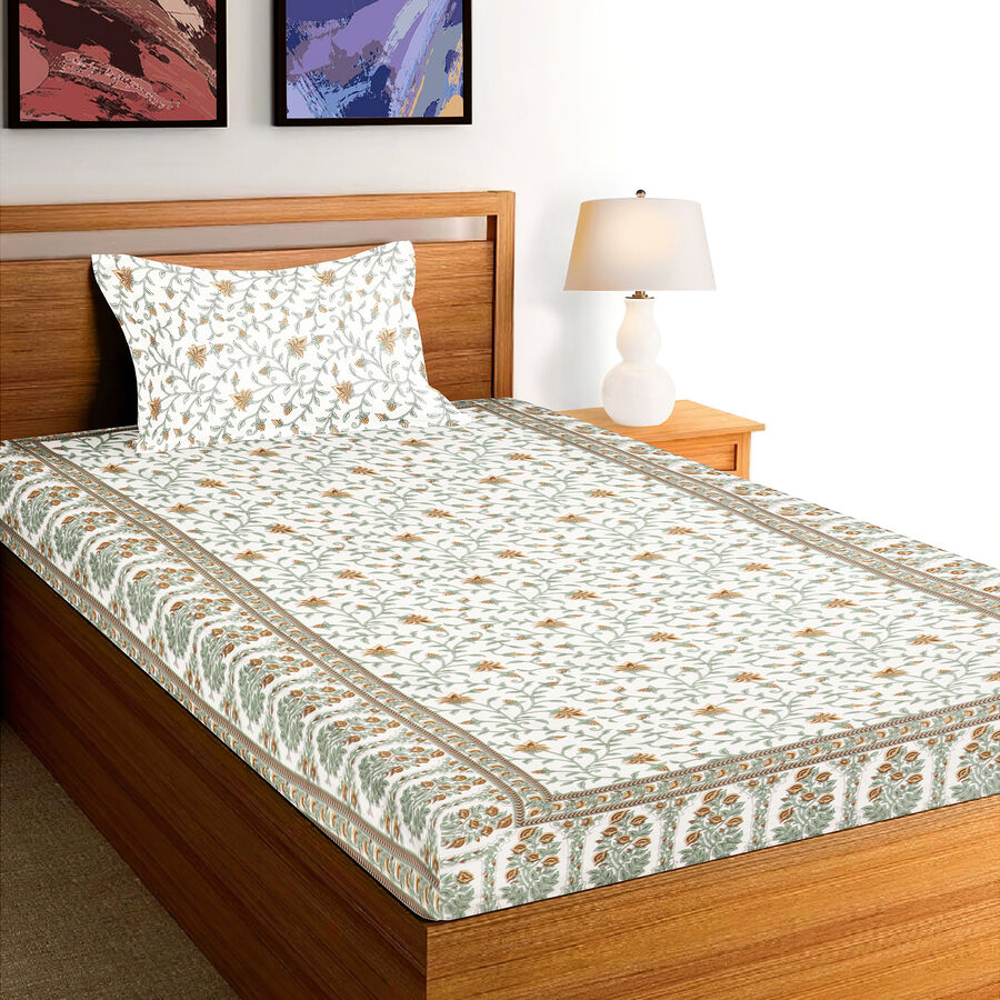White Microfiber Single Bedsheet, , large image number null