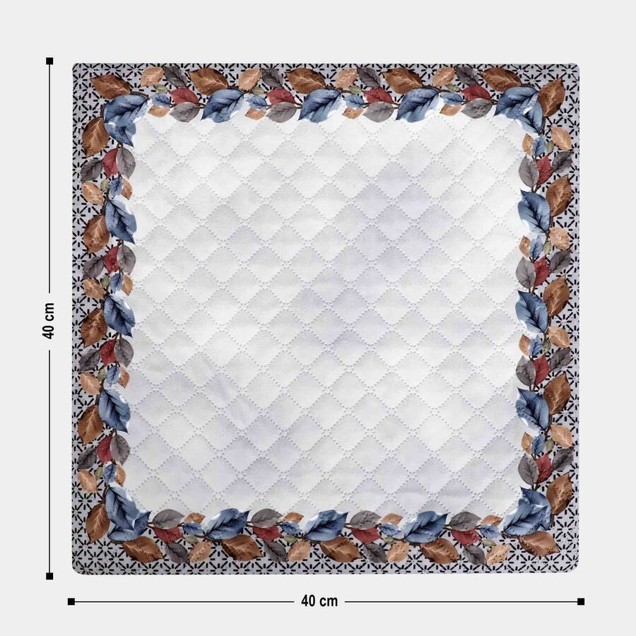 White Quilted Floral Printed Cushion Cover, , large