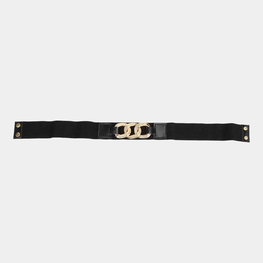 Women's Black Polyurethane Belt, , large image number null