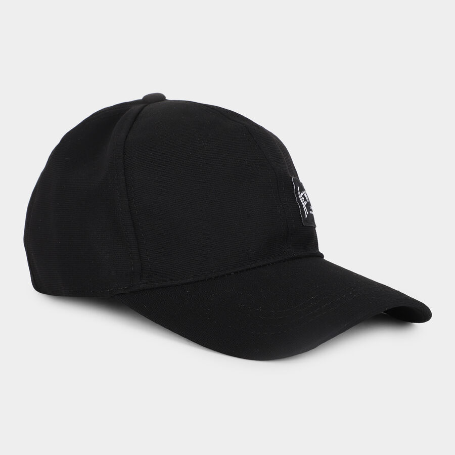 Men's Black Fabric Cap, , large