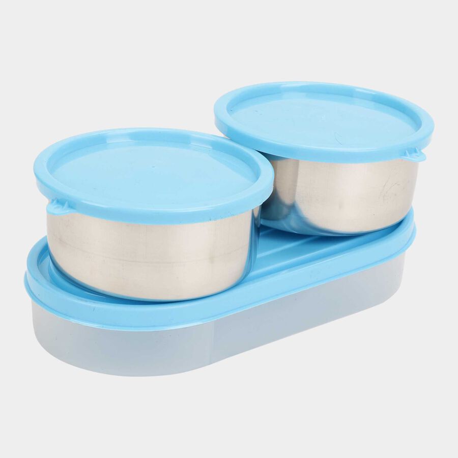 Steel Lunch Box, 3 Containers and 1 Bag, , large image number null