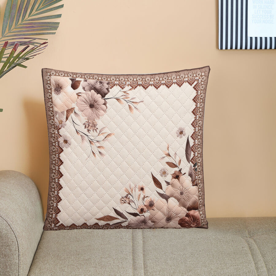 Beige Polyester Cushion Cover, , large image number null