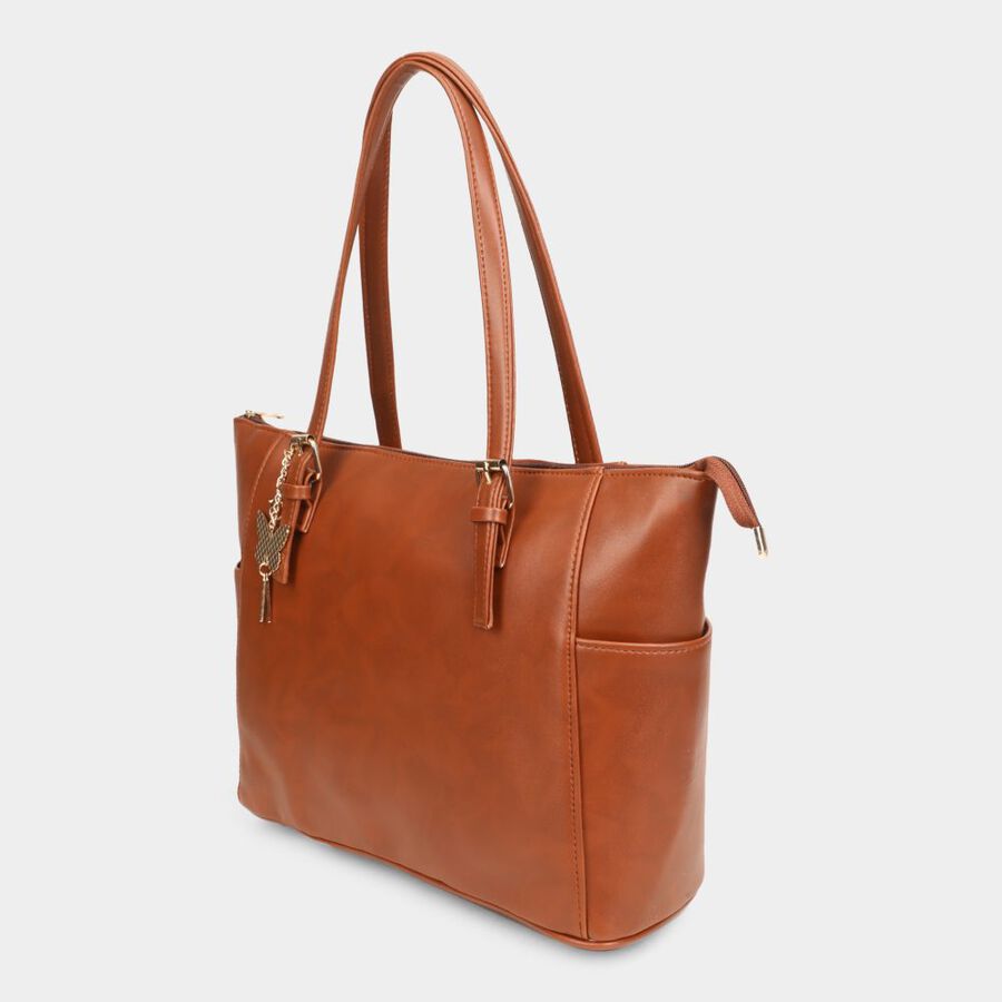Women's Tan Polyurethane Tote Bag, , large image number null