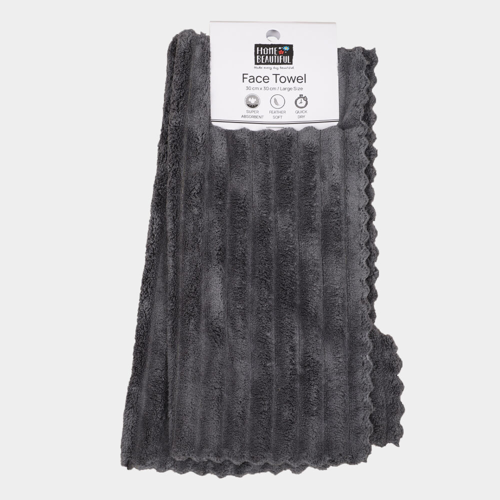 Home Beautiful                         220 GSM Grey Polymide Face Towel