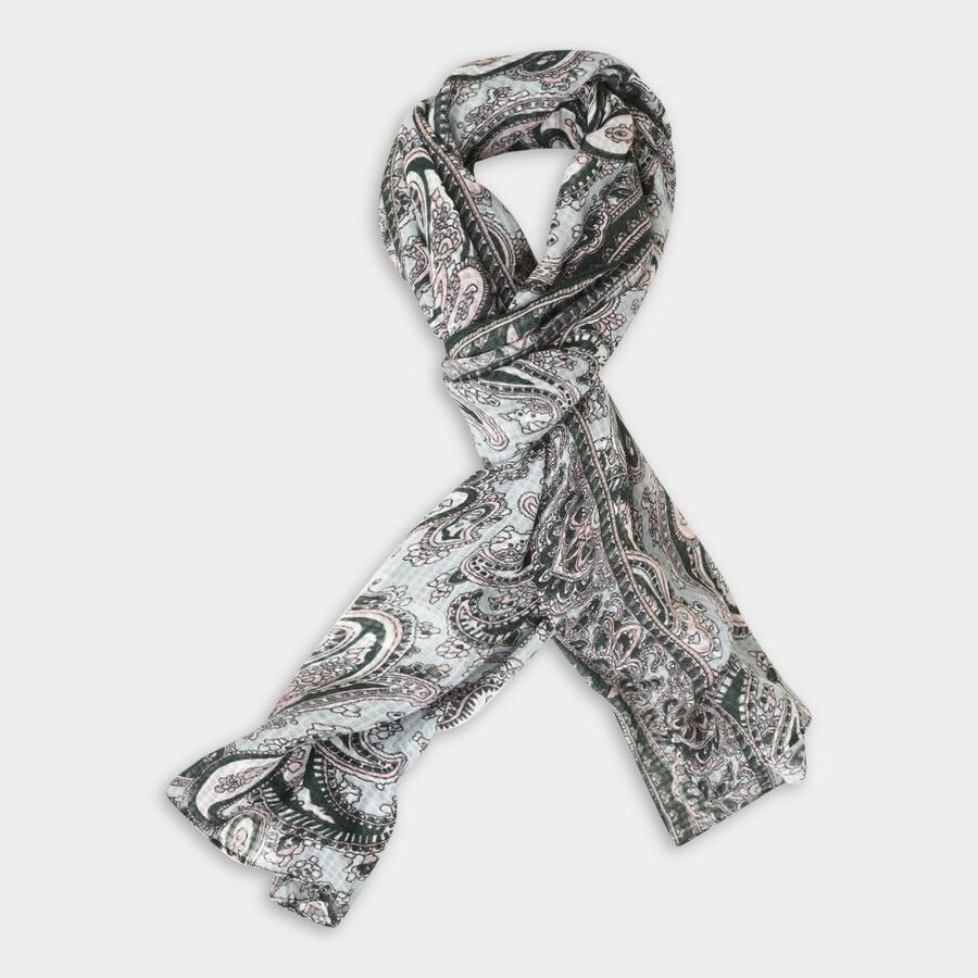 Women's White Viscose Scarf, , large