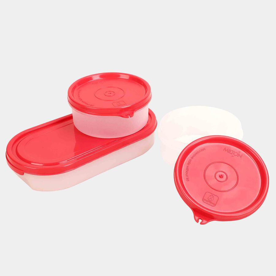 Plastic Lunch Box - 1 Big Container; 2 Small Containers With Bag, , large image number null
