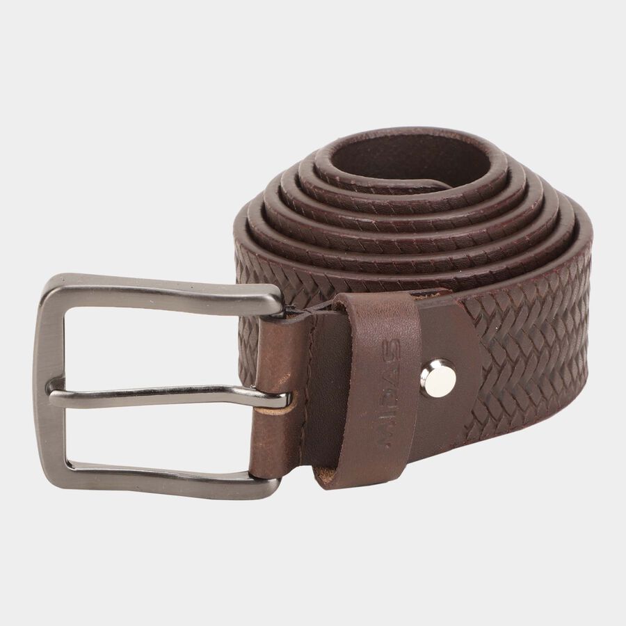 Men's Brown Leather Casual Belt, , large image number null