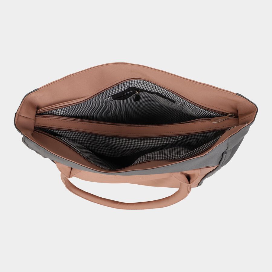 Women's Peach Polyurethane Tote Bag, , large