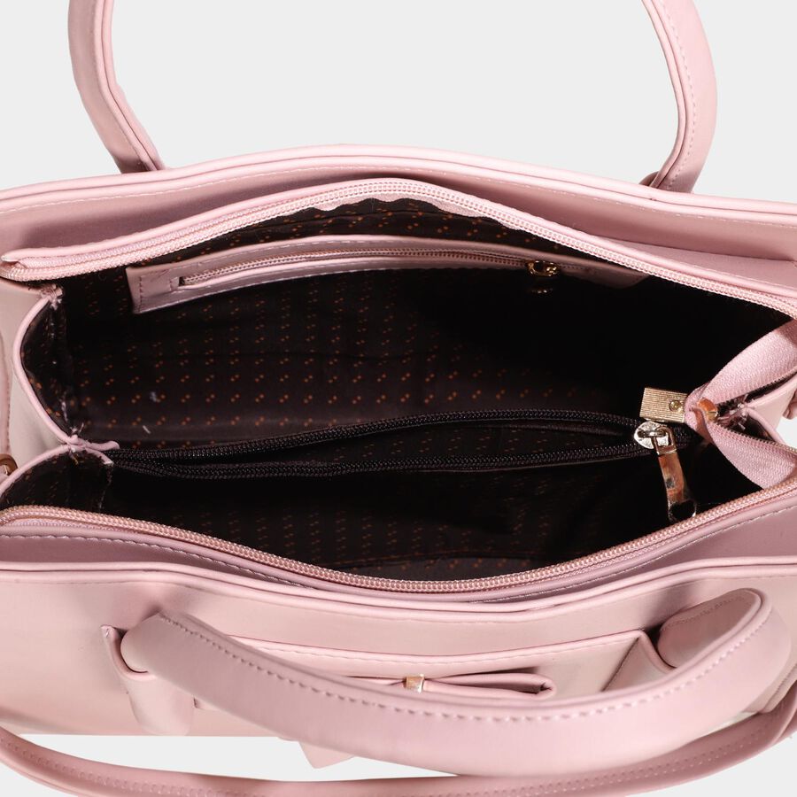 Women's Peach Polyurethane Tote Bag, , large