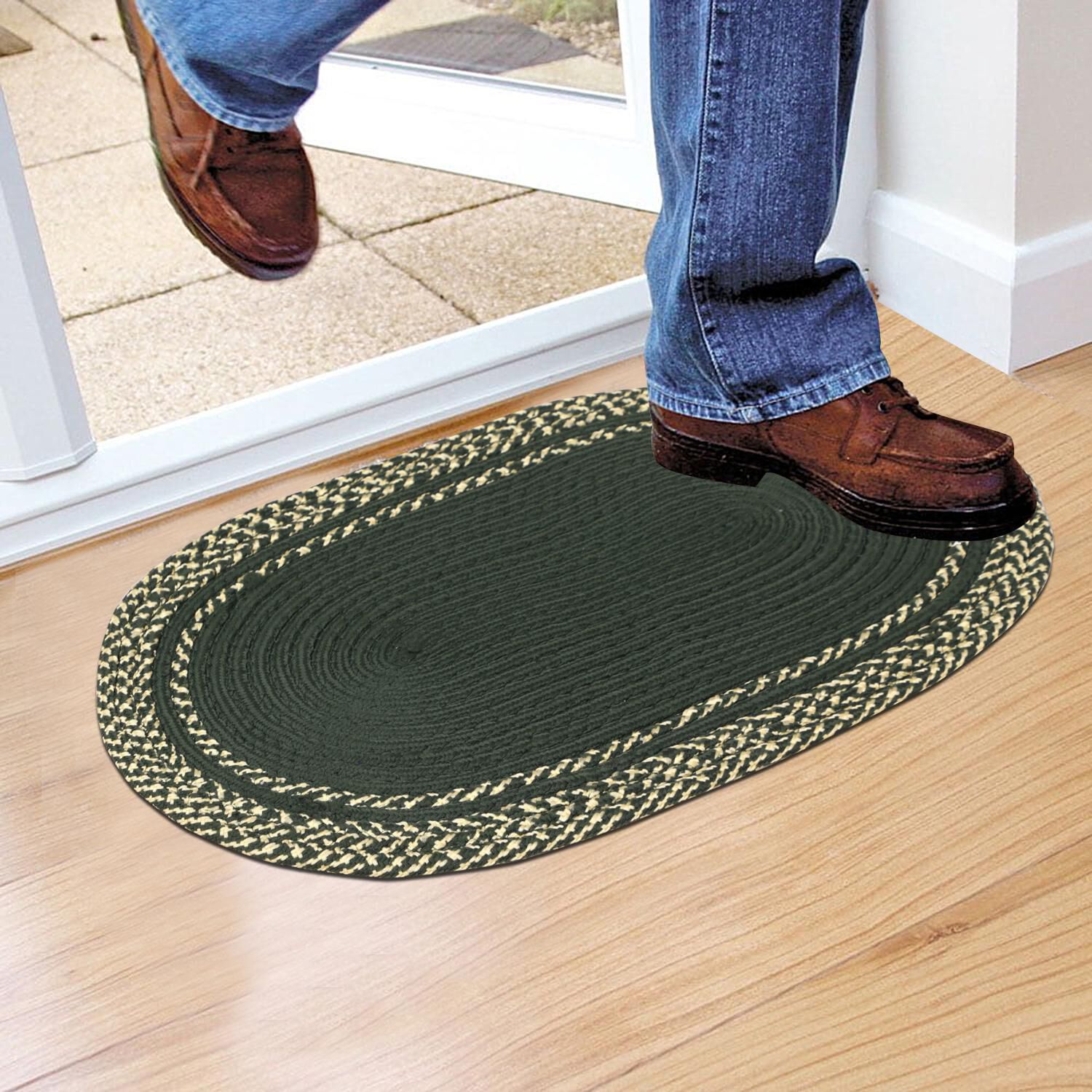 Home Beautiful                         Green Polyester Cotton Door Mat
