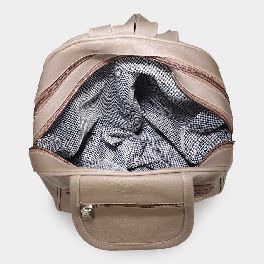 Women's Beige Polyurethane Backpack, , large image number null